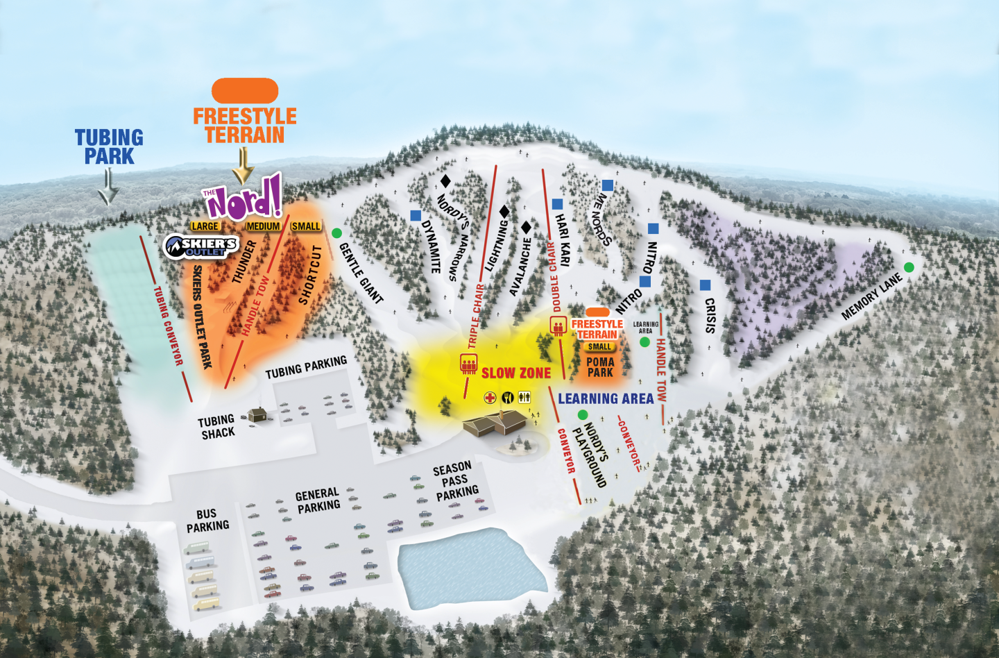 ski hill map with graphics